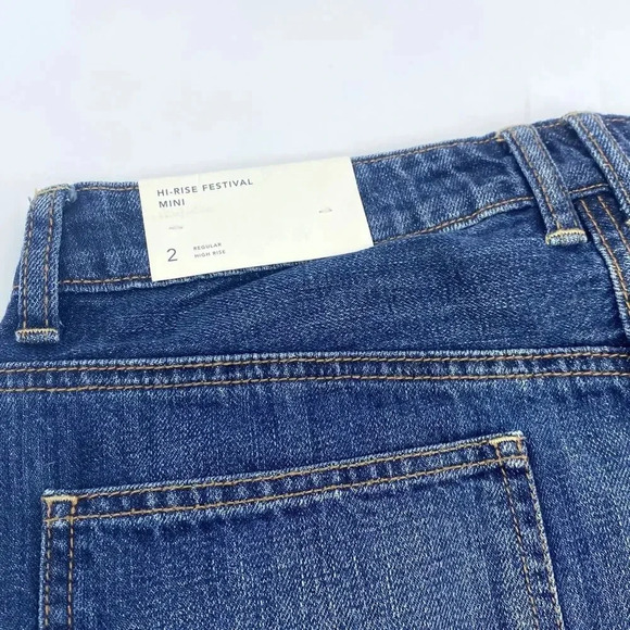 NWT American Eagle AE Hi Rise Festival Mini Denim Skirt Raw Hem Dark Wash 2 - Picture 7 of 8